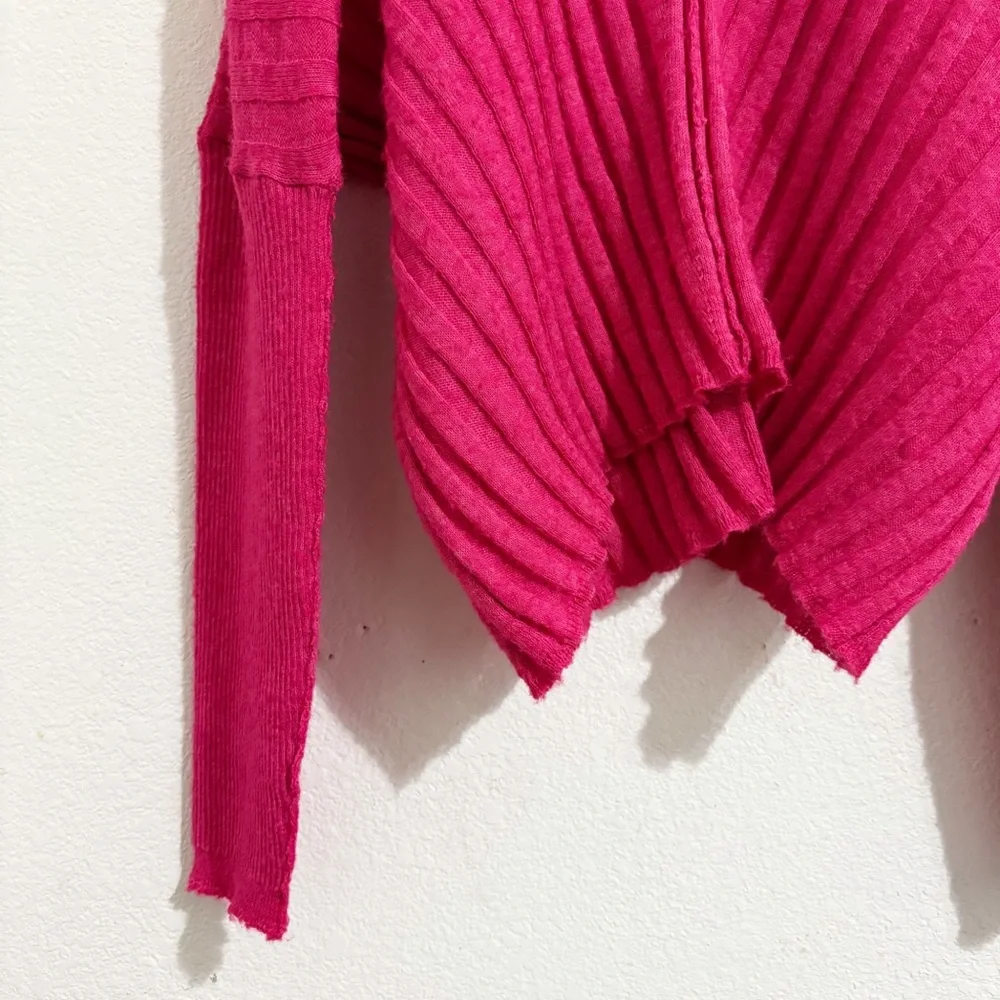 Anthropologie Pilcro V-Neck Boxy Rib Wool Blend Sweater‎ in Pink